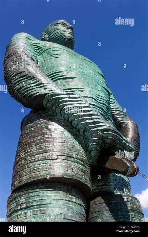 Prague Statue Of Pissing Man Sculpture By David Cerny In Front Of