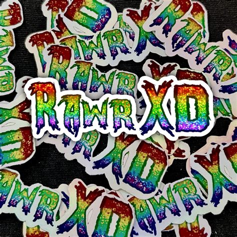 Rawr Xd Scenecore Rainbow Vinyl Sticker Edgy Metal Font Etsy