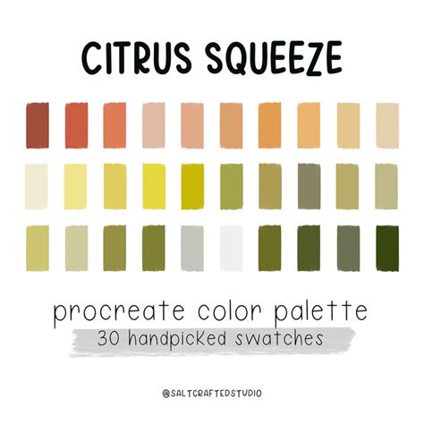 Citrus Squeeze Procreate Color Palette Color Swatches Etsy Color