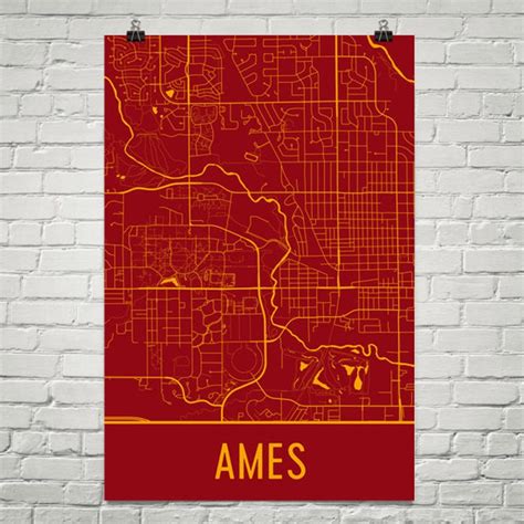 Ames IA Map Ames Art Ames Print Ames Iowa Art Poster Ames - Etsy