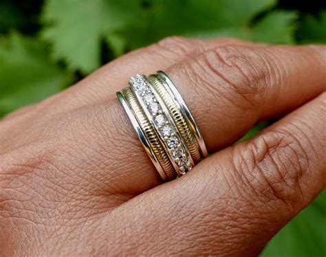 Cubic Zirconia Spinner Ring Narrow Spinning Ring Gemstone Etsy UK