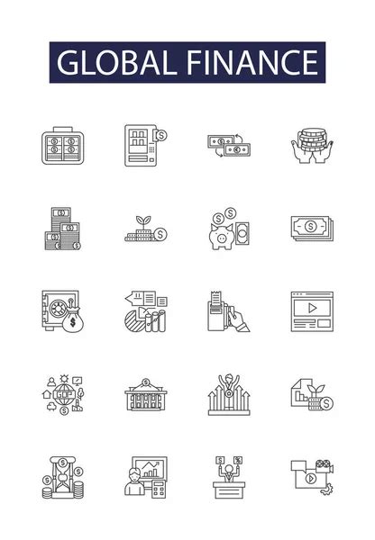 Iconos Y Signos Vectoriales De Líneas Financieras Globales Global