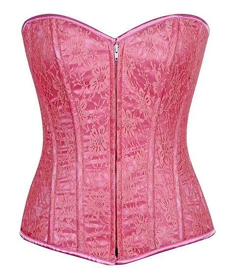 Pink Satin And Lace Lavish Front Zip Corset Plus Too By Daisy Corsets