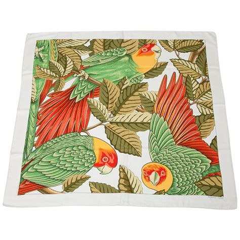 Hermes Les Perroquets In Detail Silk Twill Carre Scarf At 1stDibs