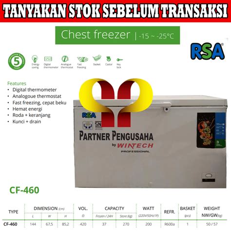 Jual RSA CF 460 CF460 CHEST FREEZER RSA LEMARI BEKU PENYIMPAN MAKANAN