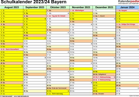 Schuljahreskalender 2024 23 Bayern - Fayth Jennica