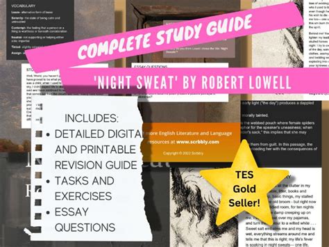 'Night Sweat' by Robert Lowell - Complete Study Guide | Teaching Resources