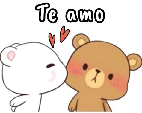 An Image Of Two Teddy Bears With The Words Te Amo In English And Spanish