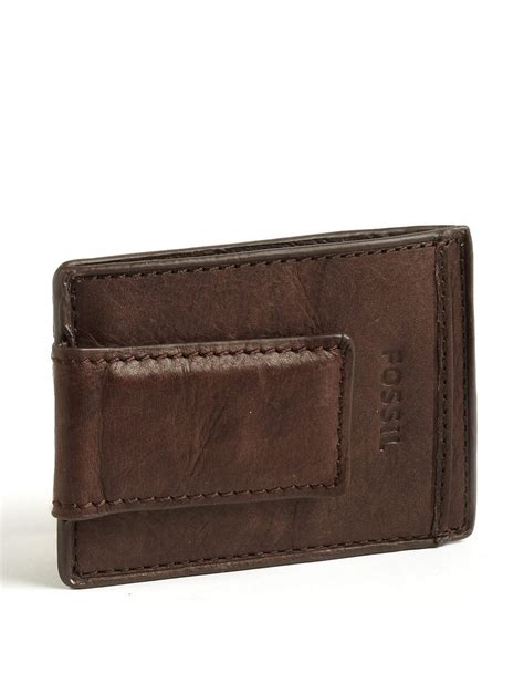 Fossil Magnetic Multi Card Leather Wallet In Brown For Men Lyst