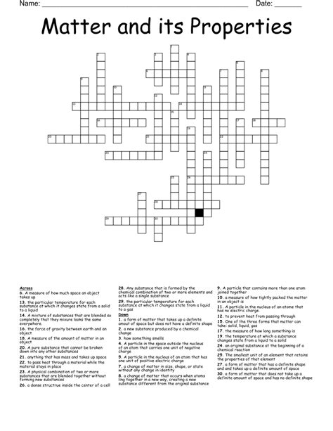 Classification Of Matter Crossword Wordmint