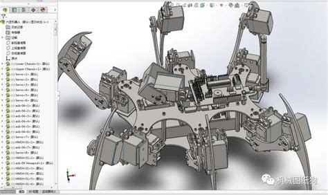 【机器人】爬行六足机器人模型3d图纸 Solidworks设计 附step格式solidworks机器人 仿真秀干货文章