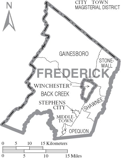 Image Map Of Frederick County Virginia With Municipal And District Labels