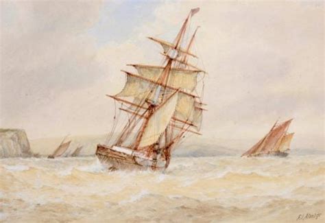 Shipping In Choppy Seas Painting Frederick James Aldridge Oil Paintings