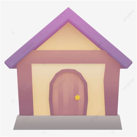 Low Poly Purple Cartoon Hut Front View Low Poly Purple Cartoon Hut