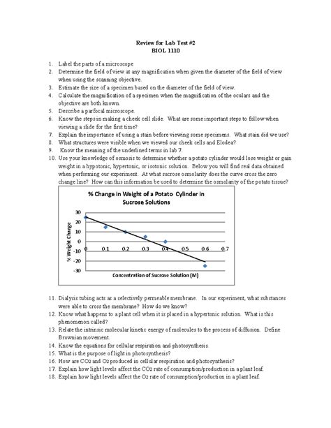 Biol Lab Test Review Updated Review For Lab Test Biol