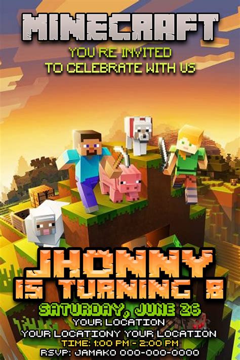 Minecraft Invitation Printables