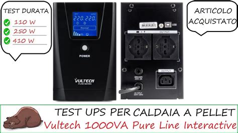 Test Dell Ups Vultech Pure Line Per La Caldaia A Pellet Youtube