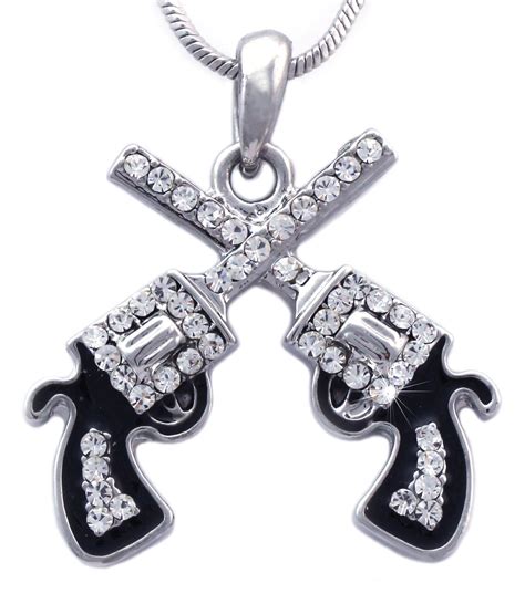 Cocojewelry Cowboy Cowgirl Double Crossing Revolver Gun Pistol Pendant