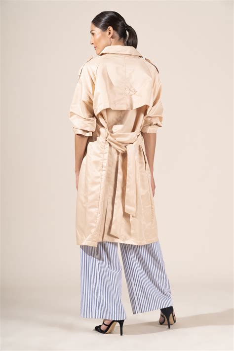 Zoe In Nude Protective Outerwear Full Trench Coat Atelier Debbie Co