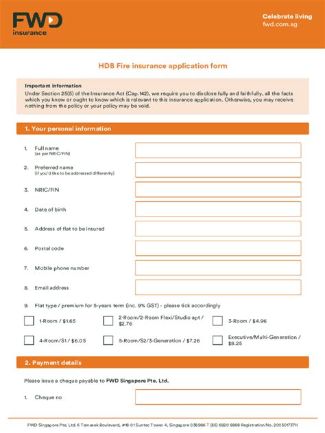 Fillable Online HDB Fire Insurance Application Form Fax Email Print