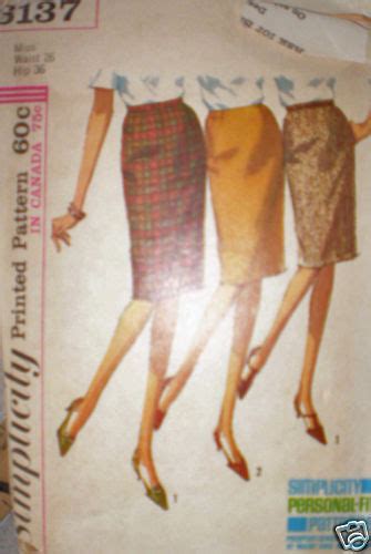 6137 Vintage Simplicity Sewing Pattern Misses 1960s Fitted Skirt Waist 26 Oop Ebay