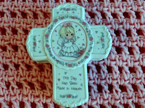 Vintage Precious Moments Cross Trinket Box Enesco Cross Box Porcelain