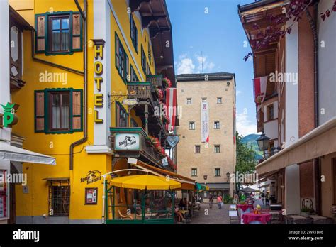 Zell Am See Alley Dreifaltigkeitsgasse In Old Town Tower Vogtturm