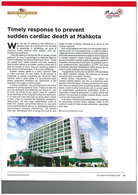 Cardiology Hospital Feature Mahkota Medical Centre Malaysia