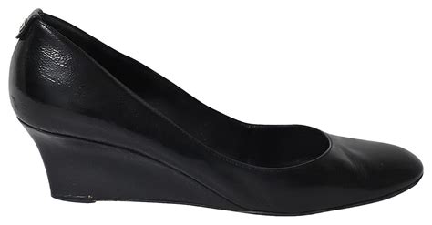 Gucci Interlocking G Wedge Court Heels In Black Leather Patent Leather