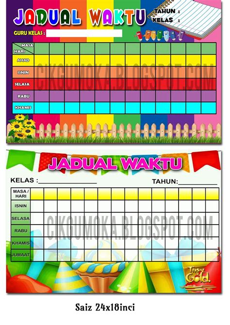 Template Jadual Waktu Kelas Kreatif