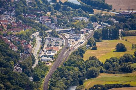 Fröndenberg Ruhr aus der Vogelperspektive Gleisverlauf und