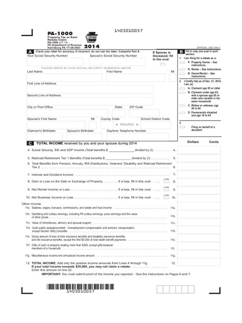 Pennsylvania Property Taxrent Rebate 5 Free Templates In Pdf Word