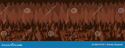 Cave Tonnel Wall With Cracks. Cave Silhouette Cartoon Vector ...