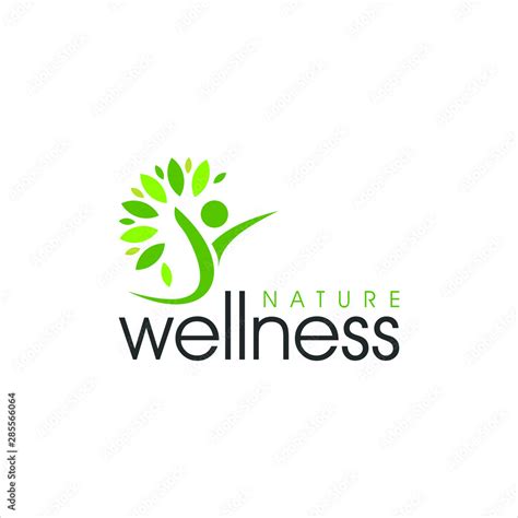 Modern Vibrant Nature Green Wellness Logo Design Idea Stock Vector