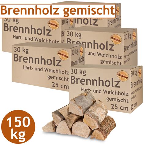 Brennholz Gemischt Kaminholz 150 Kg Buche Eiche Birke Kiefer Fichte