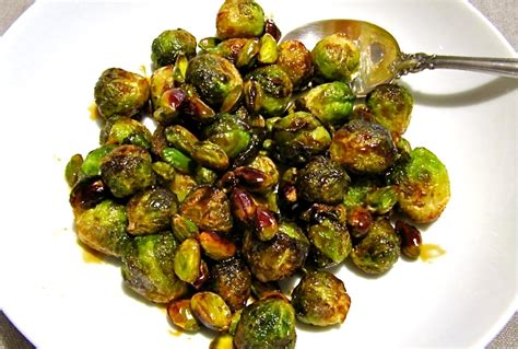 Brussels Sprouts With Pistachios And Pomegranate Vanilla Glaze