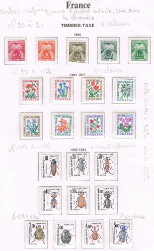 Timbres taxe très bon lot de 23 valeurs des années 1960 à 1983 type