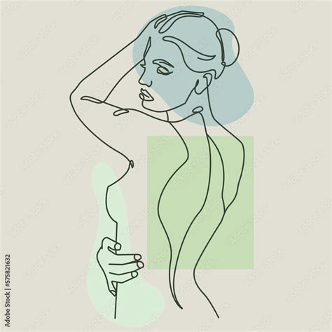 Vetor De Trendy Line Art Drawing Of Woman Body Minimalistic Black