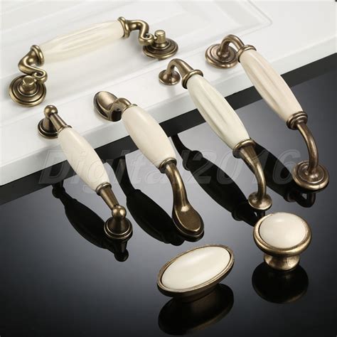 Luxury White Ceramic Antique Door Handles Kitchen Furniture Drawer