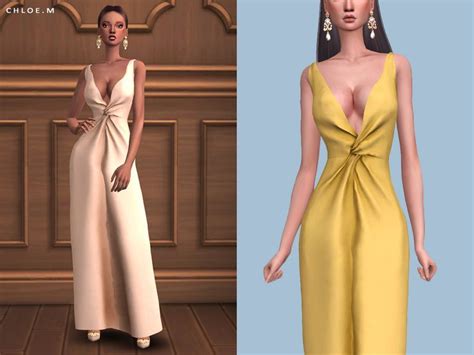 ChloeMMM S ChloeM Long Dress Sims 4 Dresses Sims 4 Dress