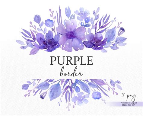 Purple Flower Frame Png Lilac Floral Border Png Watercolor Flower