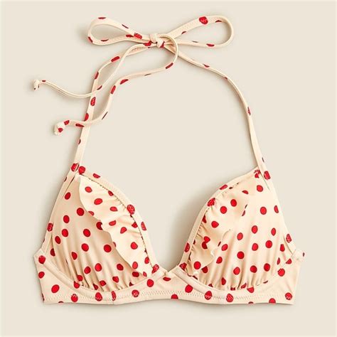 J Crew Swim J Crew Ruffle Underwire Bikini Top In Red Dot Print Poshmark