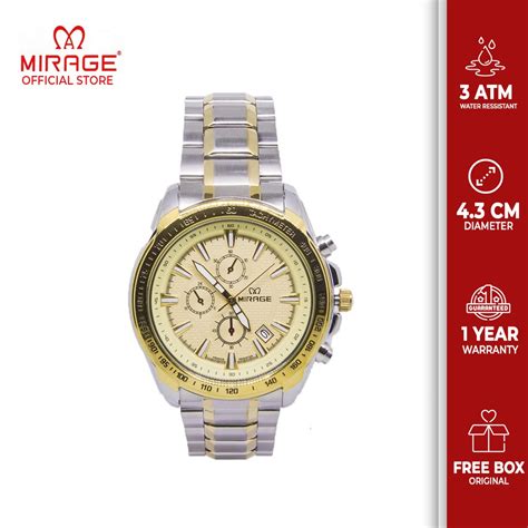 Jual Mirage Original Jam Tangan Pria Formal Sporty Silver Gold 8305 M