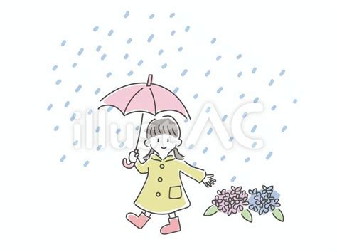 雨のなか傘をさす女の子イラスト No 22788495｜無料イラスト・フリー素材なら「イラストac」