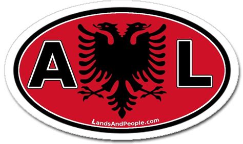 AL Albania Albanian Eagle Flag Car Bumper Sticker Decal Oval – Lands & People