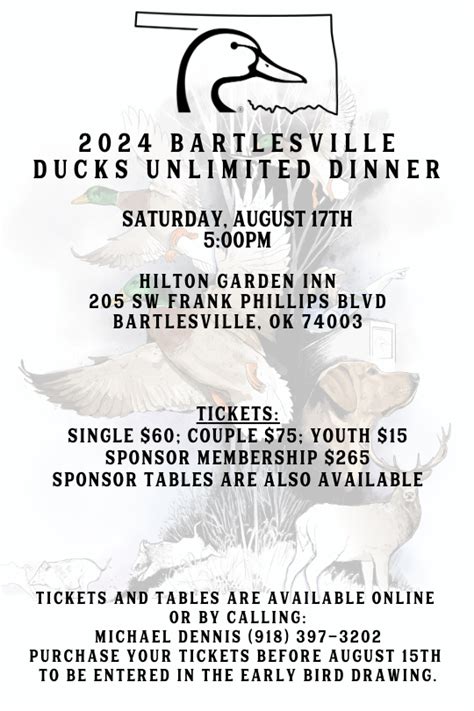 Bartlesville Dinner: Sat, Aug 17, 2024