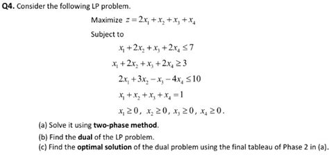 Solved Q4 Consider The Following Lp Problem Maximize Z