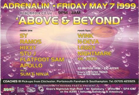 Adrenalin 1999 Above Beyond Happy Hardcore Techno Flyers