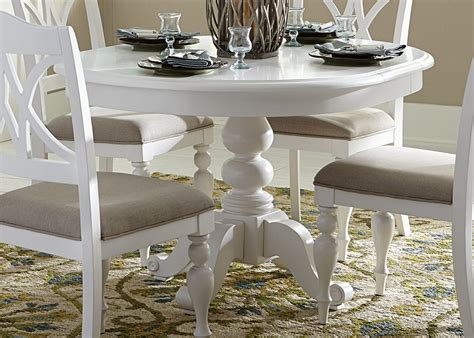 Liberty Furniture Summer House 5pc Round Pedestal Dining Set in Oyster White EST SHIP TIME APPX ...