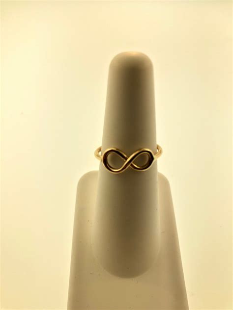 Solid 14k Yellow Gold Infinity Ring Gold Infinity Minimalist Etsy